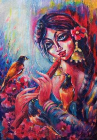 Azra Wahab, 15 x 22 Inch, Acrylic on Canvas, Pigeon Painting, AC-AZW-026
